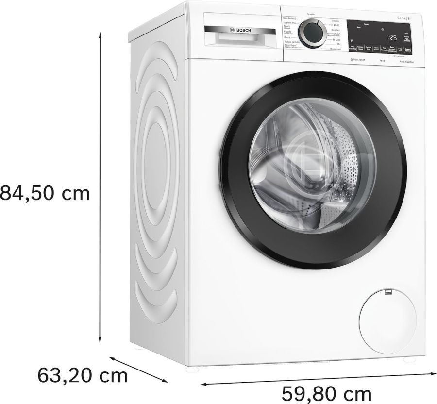 Bosch Lavatrice 9 kg 1400 Giri/min Libera Installazione Bianco