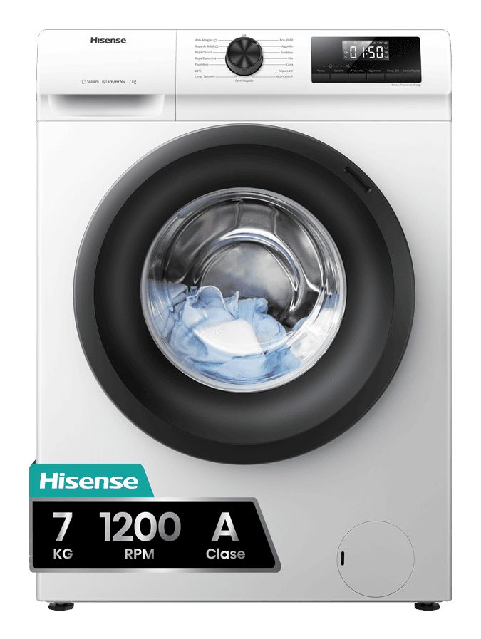 Hoover Lavatrice 7kg 1200RPM Inverter Bianca Nero Vetro Temperato Efficienza Energetica A