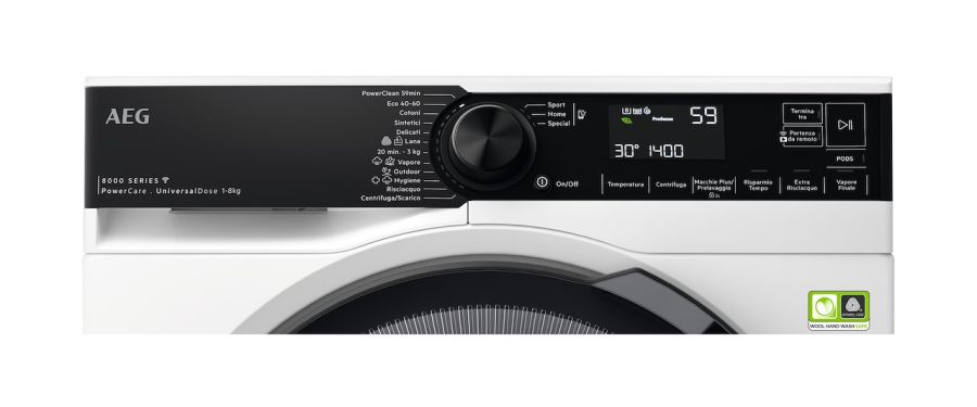 AEG Lavatrice Inverter 8kg 1400rpm Nero/Bianco Finestra Frontale