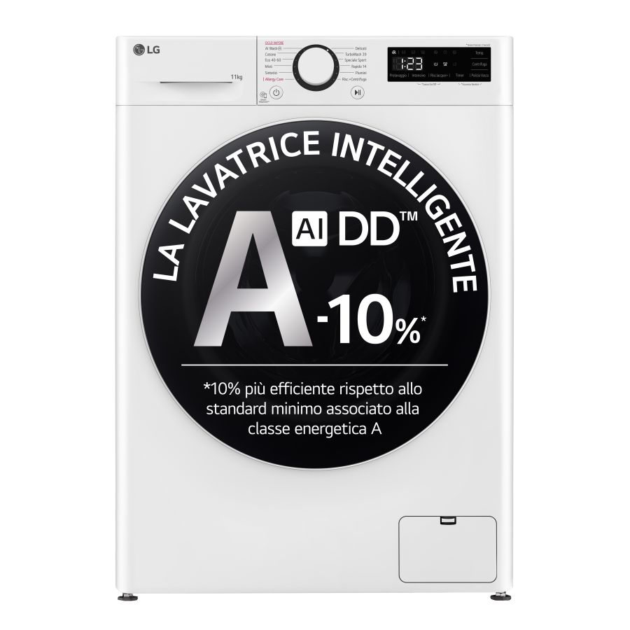 LG Lavatrice Caricamento Frontale 11kg TurboWash WiFi A LED Bianco