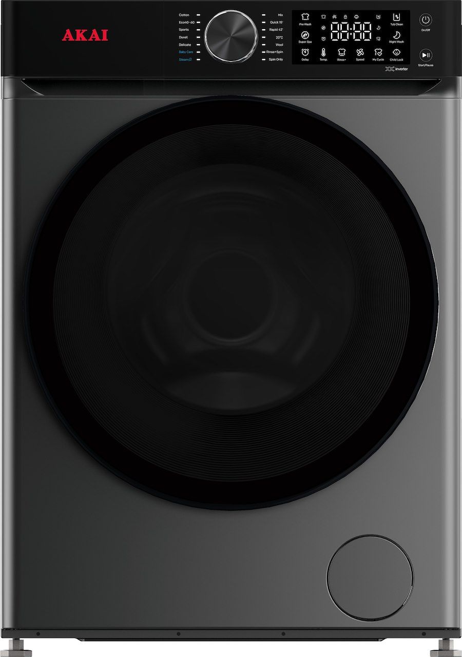 Akai Lavatrice Carica Frontale Classe Energetica A 12Kg Silver Nero 1400 Giri Inox