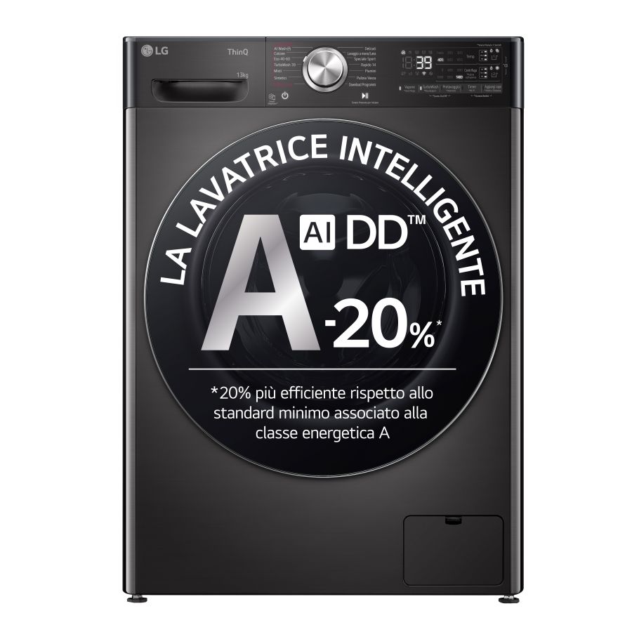 LG Lavasciuga 13kg Inverter Direct Drive Motore TurboWash Nero Wi-Fi LED Display